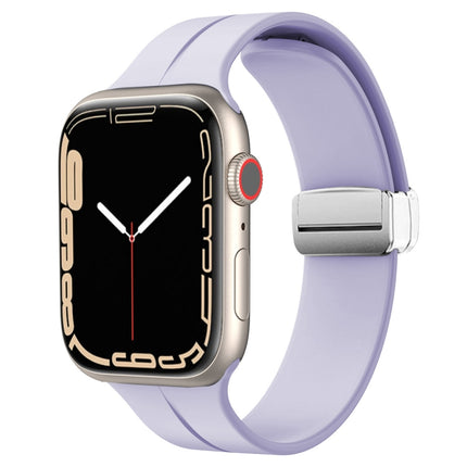 Magnetic Fold Clasp Silicone Watch Band, For Apple Watch Series 8&7 41mm