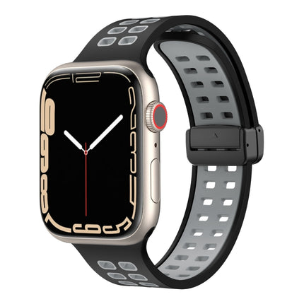 Magnetic Fold Clasp Square Holes Silicone Watch Band, For Apple Watch Series 8&7 41mm