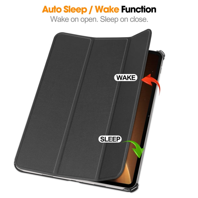 Custer Pure Color 3-Fold Holder Smart Leather Tablet Case, For OPPO Pad 2 11.6 inch