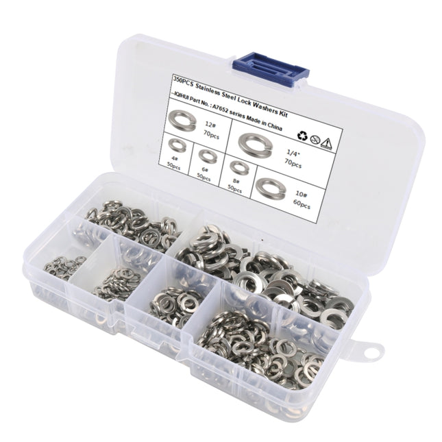 A7652 350 in 1 6 Sizes 304 Stainless Steel Split Lock Spring Washer Kit, A7652