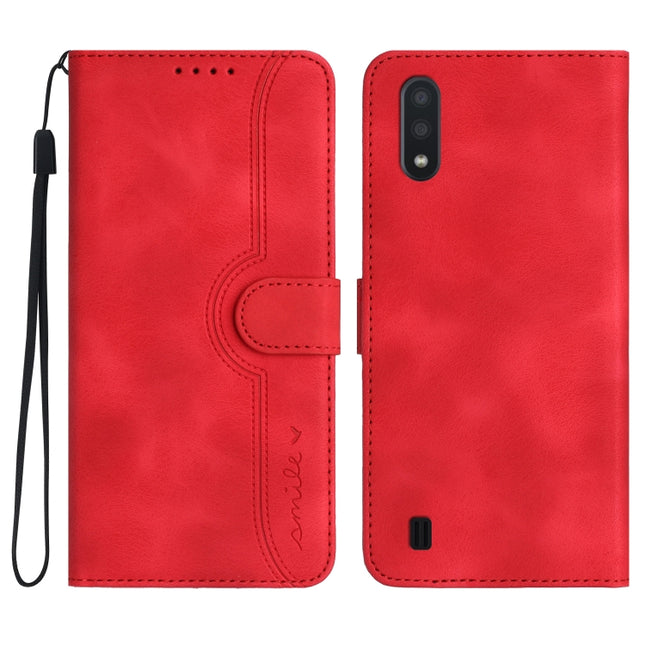 Heart Pattern Skin Feel Leather Phone Case, For Samsung Galaxy A01/M01, For Samsung Galaxy A02 EU Version, For Samsung Galaxy A02s 164mm, For Samsung Galaxy A03 Core