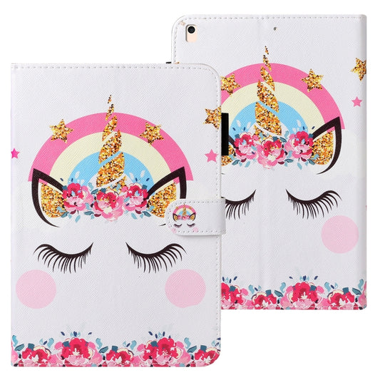 Funda de cuero horizontal pintada con textura cruzada con función de suspensión/activación, ranura para tarjetas, soporte y billetera, para iPad 10.2, iPad Air, iPad Air 2, iPad de 9.7 pulgadas (2017), iPad 9.7 (2018), iPad Pro 9.7