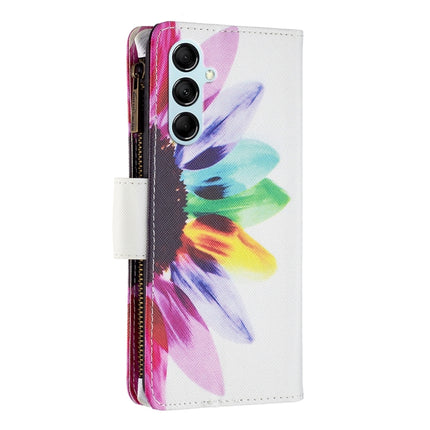 Colored Drawing Pattern Zipper Leather Phone Case, For Samsung Galaxy M14 5G