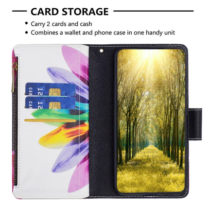 Colored Drawing Pattern Zipper Leather Phone Case, For Samsung Galaxy M14 5G