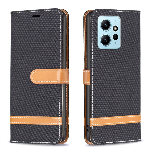 Color Block Denim Texture Leather Phone Case, For Xiaomi Redmi Note 12 4G Global, For Nokia G22