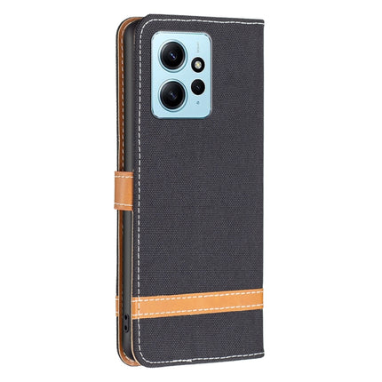 Color Block Denim Texture Leather Phone Case, For Xiaomi Redmi Note 12 4G Global, For Nokia G22