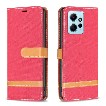 Color Block Denim Texture Leather Phone Case, For Xiaomi Redmi Note 12 4G Global, For Nokia G22