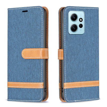 Color Block Denim Texture Leather Phone Case, For Xiaomi Redmi Note 12 4G Global, For Nokia G22