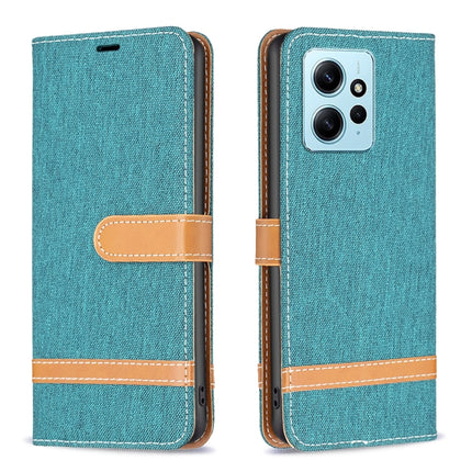 Color Block Denim Texture Leather Phone Case, For Xiaomi Redmi Note 12 4G Global, For Nokia G22