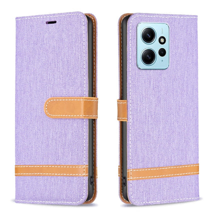 Color Block Denim Texture Leather Phone Case, For Xiaomi Redmi Note 12 4G Global, For Nokia G22