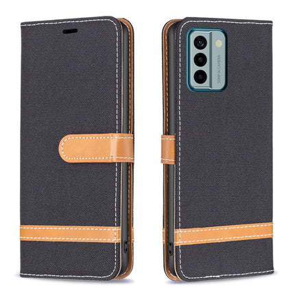Color Block Denim Texture Leather Phone Case, For Xiaomi Redmi Note 12 4G Global, For Nokia G22
