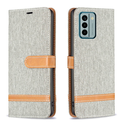 Color Block Denim Texture Leather Phone Case, For Xiaomi Redmi Note 12 4G Global, For Nokia G22