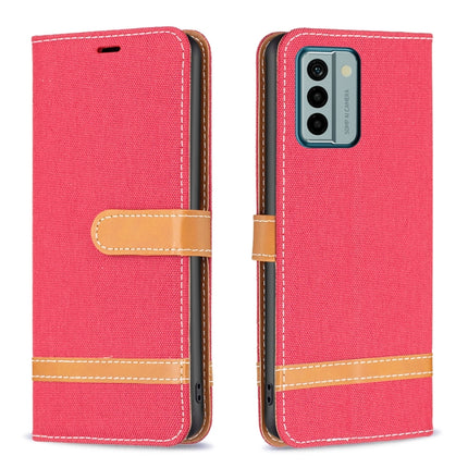 Color Block Denim Texture Leather Phone Case, For Xiaomi Redmi Note 12 4G Global, For Nokia G22