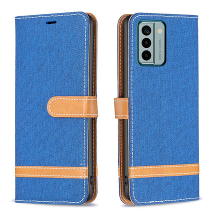 Color Block Denim Texture Leather Phone Case, For Xiaomi Redmi Note 12 4G Global, For Nokia G22