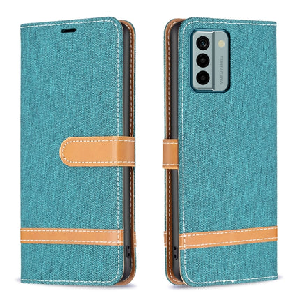Color Block Denim Texture Leather Phone Case, For Xiaomi Redmi Note 12 4G Global, For Nokia G22