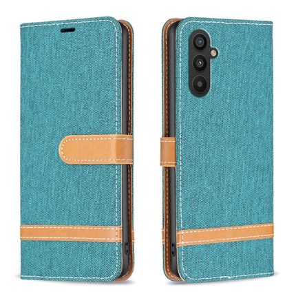 Color Block Denim Texture Leather Phone Case, For Samsung Galaxy A24 4G, For Samsung Galaxy M14 5G