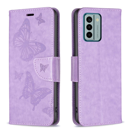 Two Butterflies Embossing Leather Phone Case, For Xiaomi Redmi Note 12 4G Global, For Nokia G22, For Samsung Galaxy A24 4G, For Samsung Galaxy M14 5G