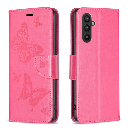 Two Butterflies Embossing Leather Phone Case, For Xiaomi Redmi Note 12 4G Global, For Nokia G22, For Samsung Galaxy A24 4G, For Samsung Galaxy M14 5G