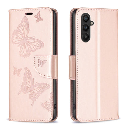 Two Butterflies Embossing Leather Phone Case, For Xiaomi Redmi Note 12 4G Global, For Nokia G22, For Samsung Galaxy A24 4G, For Samsung Galaxy M14 5G