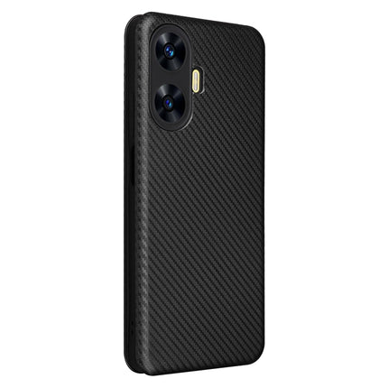 Carbon Fiber Texture Flip Leather Phone Case, For Realme C55, For OnePlus Ace 2V