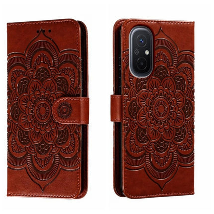 Sun Mandala Embossing Pattern Phone Leather Case, For Xiaomi Redmi 10C, For Xiaomi Redmi 12C, For Xiaomi Redmi A1