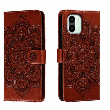Sun Mandala Embossing Pattern Phone Leather Case, For Xiaomi Redmi 10C, For Xiaomi Redmi 12C, For Xiaomi Redmi A1