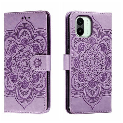 Sun Mandala Embossing Pattern Phone Leather Case, For Xiaomi Redmi 10C, For Xiaomi Redmi 12C, For Xiaomi Redmi A1