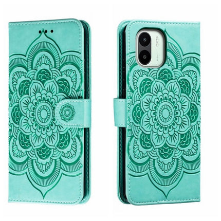 Sun Mandala Embossing Pattern Phone Leather Case, For Xiaomi Redmi 10C, For Xiaomi Redmi 12C, For Xiaomi Redmi A1