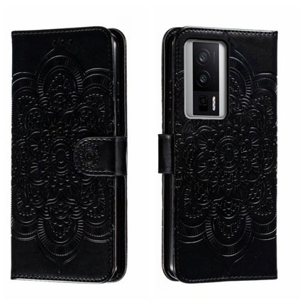 Sun Mandala Embossing Pattern Phone Leather Case, For Xiaomi Redmi K50 Ultra, For Xiaomi Redmi K60, For Xiaomi Redmi Note 12 5G Global