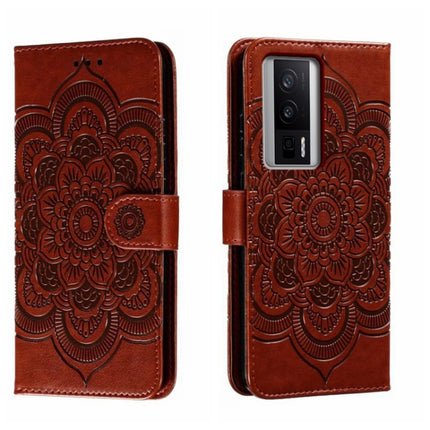 Sun Mandala Embossing Pattern Phone Leather Case, For Xiaomi Redmi K50 Ultra, For Xiaomi Redmi K60, For Xiaomi Redmi Note 12 5G Global