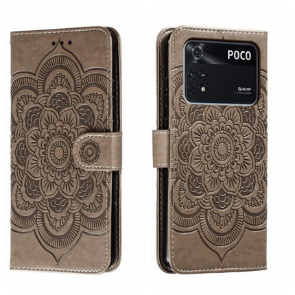 Sun Mandala Embossing Pattern Phone Leather Case, For Xiaomi Poco C40, For Xiaomi Poco M4 Pro