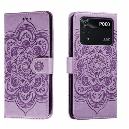Sun Mandala Embossing Pattern Phone Leather Case, For Xiaomi Poco C40, For Xiaomi Poco M4 Pro