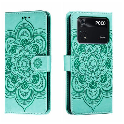 Sun Mandala Embossing Pattern Phone Leather Case, For Xiaomi Poco C40, For Xiaomi Poco M4 Pro