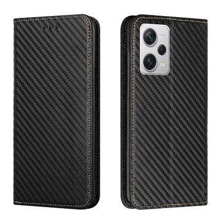 Carbon Fiber Texture Magnetic Flip Leather Phone Case, For Xiaomi Redmi Note 12 Pro 5G/Poco X5 Pro