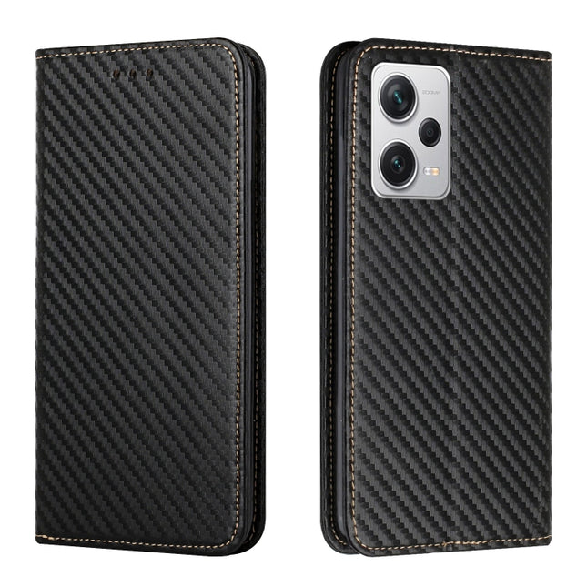 Carbon Fiber Texture Magnetic Flip Leather Phone Case, For Xiaomi Redmi Note 12 Pro 5G/Poco X5 Pro