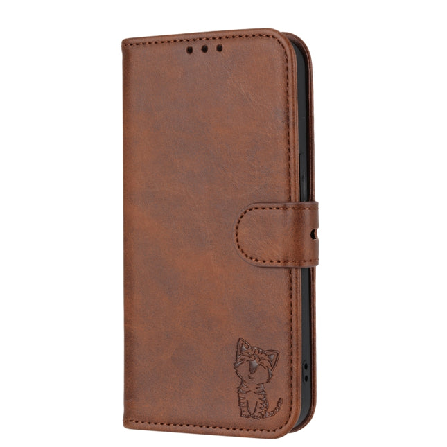 Embossed Happy Cat Pattern Flip Leather Phone Case, For Xiaomi Redmi Note 12 5G Global, For Xiaomi Redmi Note 12 Pro 5G Global, For Xiaomi Redmi Note 12 Pro+ 5G Global, For Xiaomi 12T/12T Pro/Redmi K50 Ultra