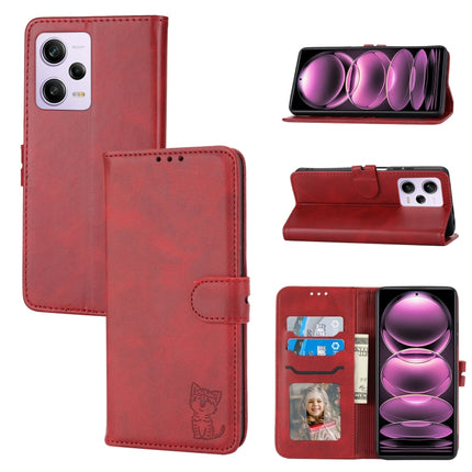 Embossed Happy Cat Pattern Flip Leather Phone Case, For Xiaomi Redmi Note 12 5G Global, For Xiaomi Redmi Note 12 Pro 5G Global, For Xiaomi Redmi Note 12 Pro+ 5G Global, For Xiaomi 12T/12T Pro/Redmi K50 Ultra