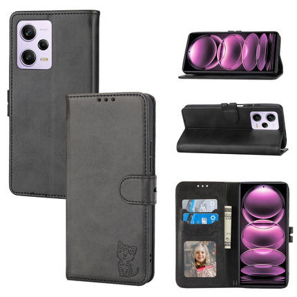 Embossed Happy Cat Pattern Flip Leather Phone Case, For Xiaomi Redmi Note 12 5G Global, For Xiaomi Redmi Note 12 Pro 5G Global, For Xiaomi Redmi Note 12 Pro+ 5G Global, For Xiaomi 12T/12T Pro/Redmi K50 Ultra