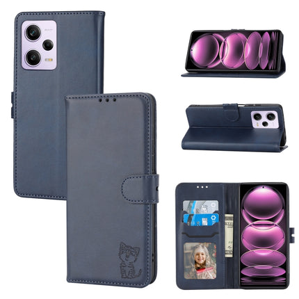 Embossed Happy Cat Pattern Flip Leather Phone Case, For Xiaomi Redmi Note 12 5G Global, For Xiaomi Redmi Note 12 Pro 5G Global, For Xiaomi Redmi Note 12 Pro+ 5G Global, For Xiaomi 12T/12T Pro/Redmi K50 Ultra