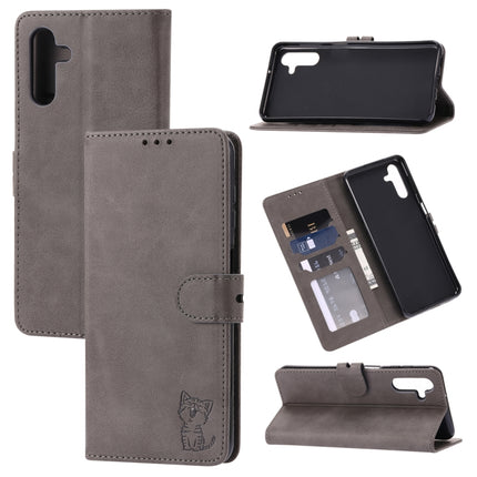 Embossed Happy Cat Pattern Flip Leather Phone Case, For Xiaomi 13, For Xiaomi 13 Pro, For OPPO A17, For Samsung Galaxy A14 5G