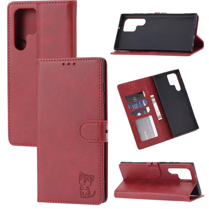 Embossed Happy Cat Pattern Flip Leather Phone Case, For Samsung Galaxy S23 Ultra 5G, For Google Pixel 7a, For Sony Xperia 5 IV