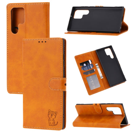 Embossed Happy Cat Pattern Flip Leather Phone Case, For Samsung Galaxy S23 Ultra 5G, For Google Pixel 7a, For Sony Xperia 5 IV