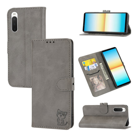 Embossed Happy Cat Pattern Flip Leather Phone Case, For Samsung Galaxy S23 Ultra 5G, For Google Pixel 7a, For Sony Xperia 5 IV