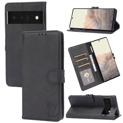 Embossed Happy Cat Pattern Flip Leather Phone Case, For Samsung Galaxy S23 Ultra 5G, For Google Pixel 7a, For Sony Xperia 5 IV