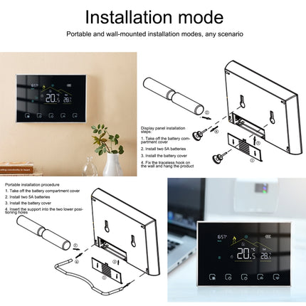 BHT-8000RF-VA- GBCW Wireless Smart LED Screen Thermostat With WiFi, Specification:Electric / Boiler Heating, Electric Heating, Electric Boiler Heating, Boiler Heating, Water Heating, Hydroelectric Heating, Water Boiler Heating