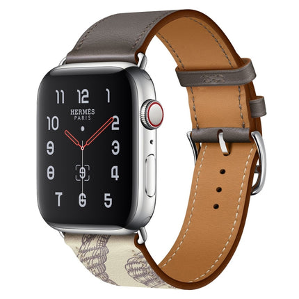 Silk Screen Pattern Leather Watchband, For Apple Watch Series 7 41mm / 6 & SE & 5 & 4 40mm / 3 & 2 & 1 38mm, For Apple Watch Series 8&7 45mm / SE 2&6&SE&5&4 44mm / 3&2&1 42mm, For Apple Watch Series 8&7 41mm / SE 2&6&SE&5&4 40mm / 3&2&1 38mm           ...
