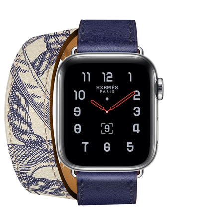 Silk Screen Pattern Leather Watchband, For Apple Watch Series 7 41mm / 6 & SE & 5 & 4 40mm / 3 & 2 & 1 38mm, For Apple Watch Ultra 49mm / Series 8&7 45mm / SE 2&6&SE&5&4 44mm / 3&2&1 42mm, For Apple Watch Series 8&7 41mm / SE 2&6&SE&5&4 40mm / 3&2&1 38...