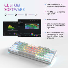 AULA F3261 Type-C Wired Hot Swappable 61 Keys RGB Mechanical Keyboard