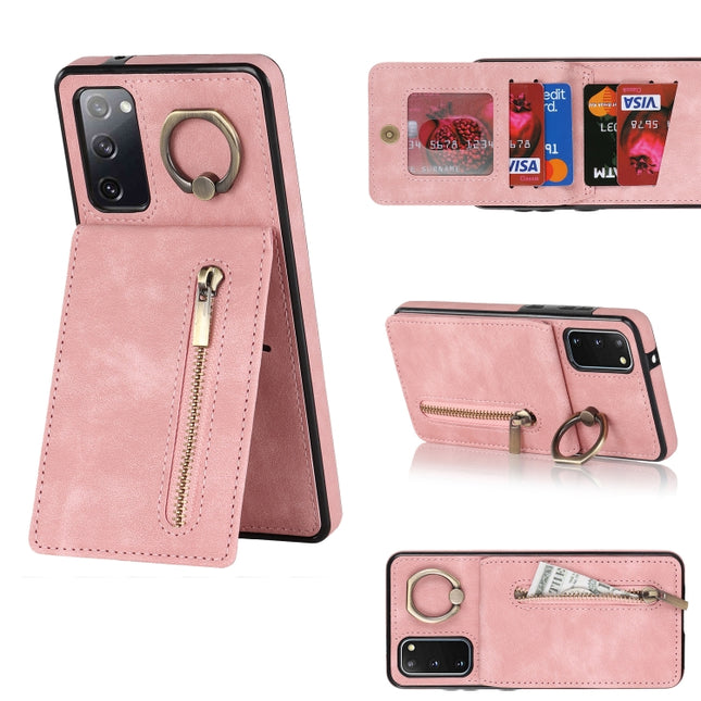 Retro Ring and Zipper RFID Card Slot Phone Case, For Samsung Galaxy S20, For Samsung Galaxy S20+, For Samsung Galaxy S20 Ultra, For Samsung Galaxy S20 FE