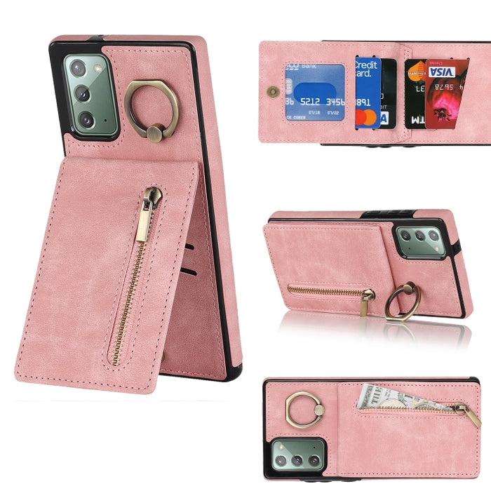 Retro Ring and Zipper RFID Card Slot Phone Case, For Samsung Galaxy Note20, For Samsung Galaxy Note20 Ultra, For Samsung Galaxy Note10, For Samsung Galaxy Note10+